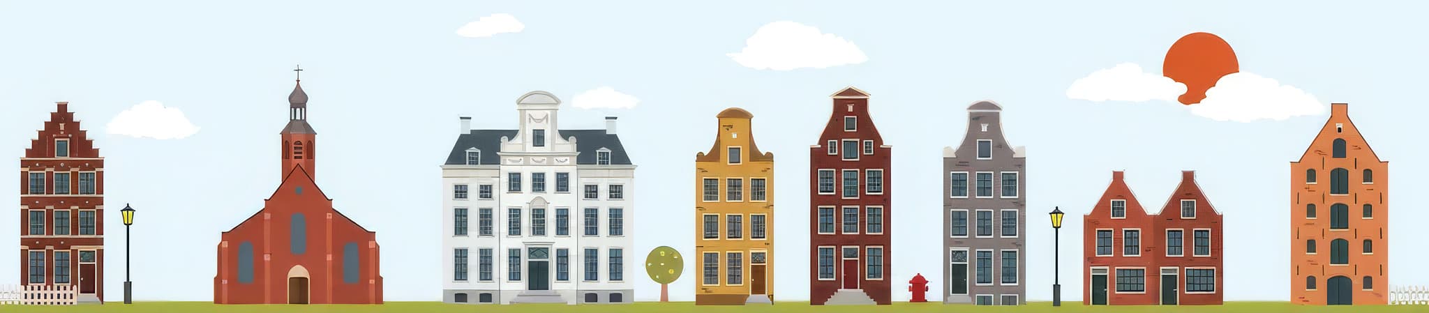 Papercraft skyline van een Nederlandse stad
